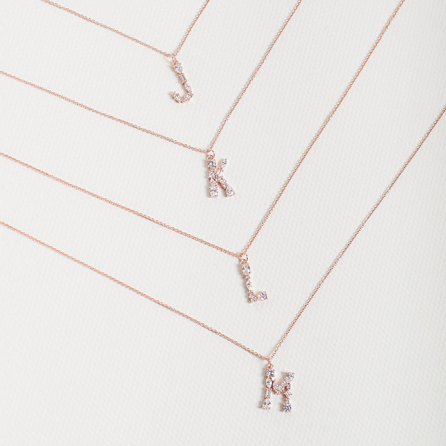 Rose Gold Initial Cubic Necklace