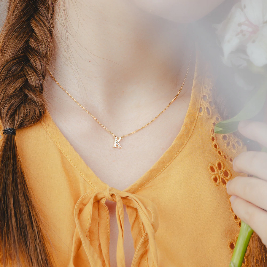 Gold Vermeil Mini Initial Cubic Necklace