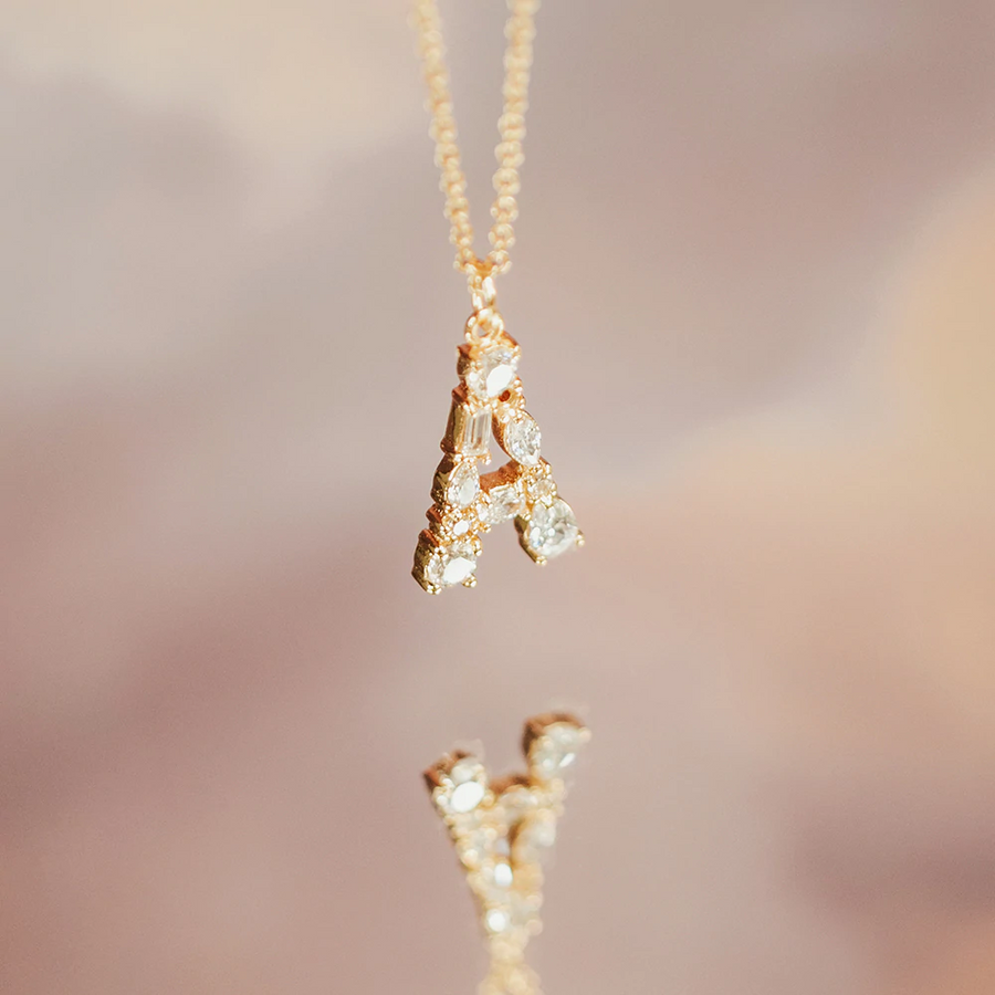 Gold Initial Cubic Necklace