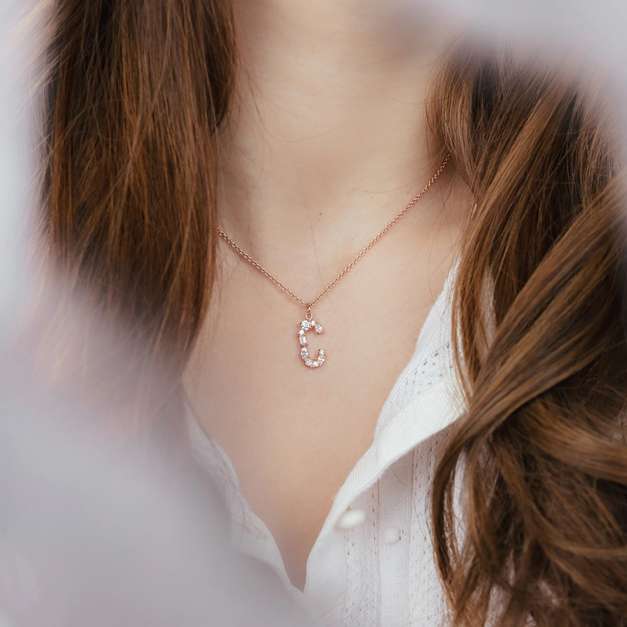 Rose Gold Initial Cubic Necklace