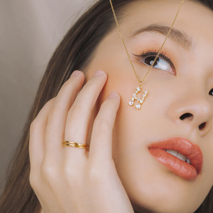 Gold Initial Cubic Necklace