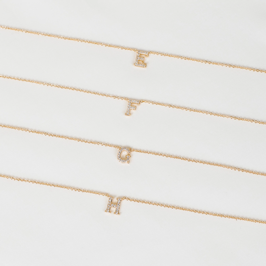 Gold Vermeil Mini Initial Cubic Necklace