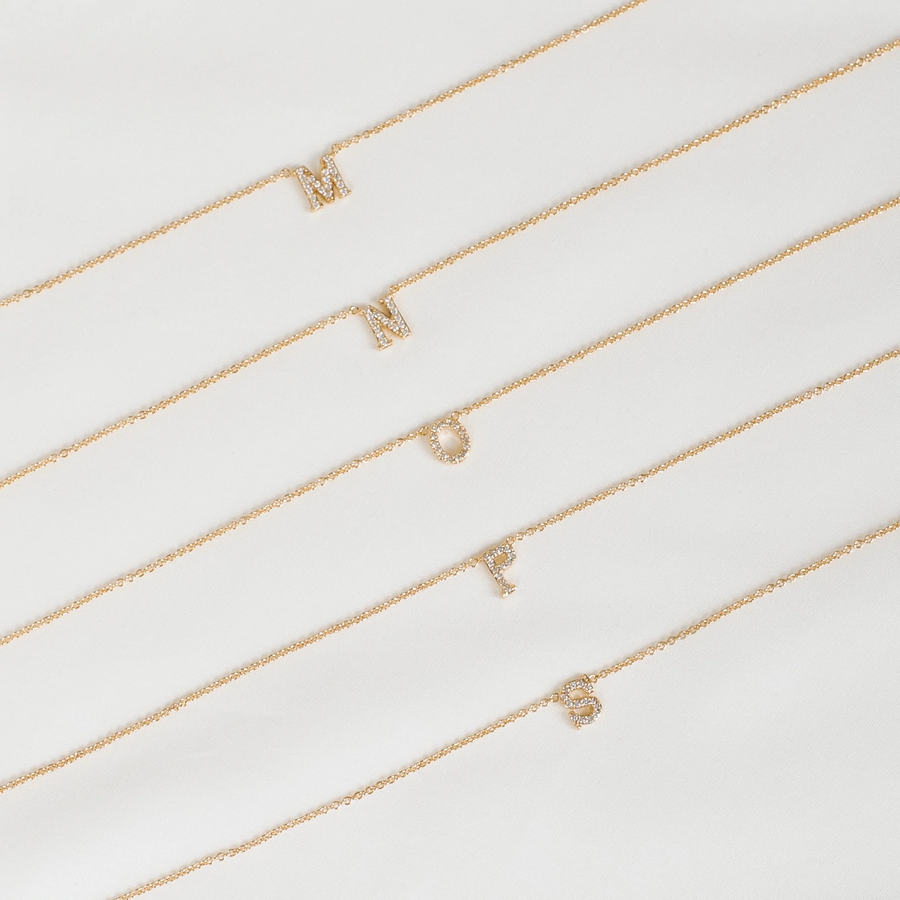 Gold Vermeil Mini Initial Cubic Necklace