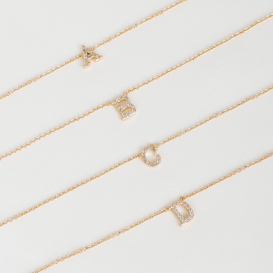 Gold Vermeil Mini Initial Cubic Necklace