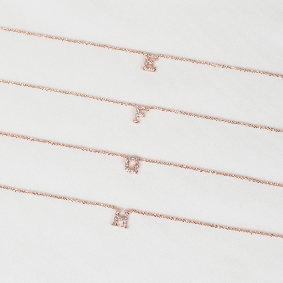Rose Gold Vermeil Mini Initial Cubic Necklace