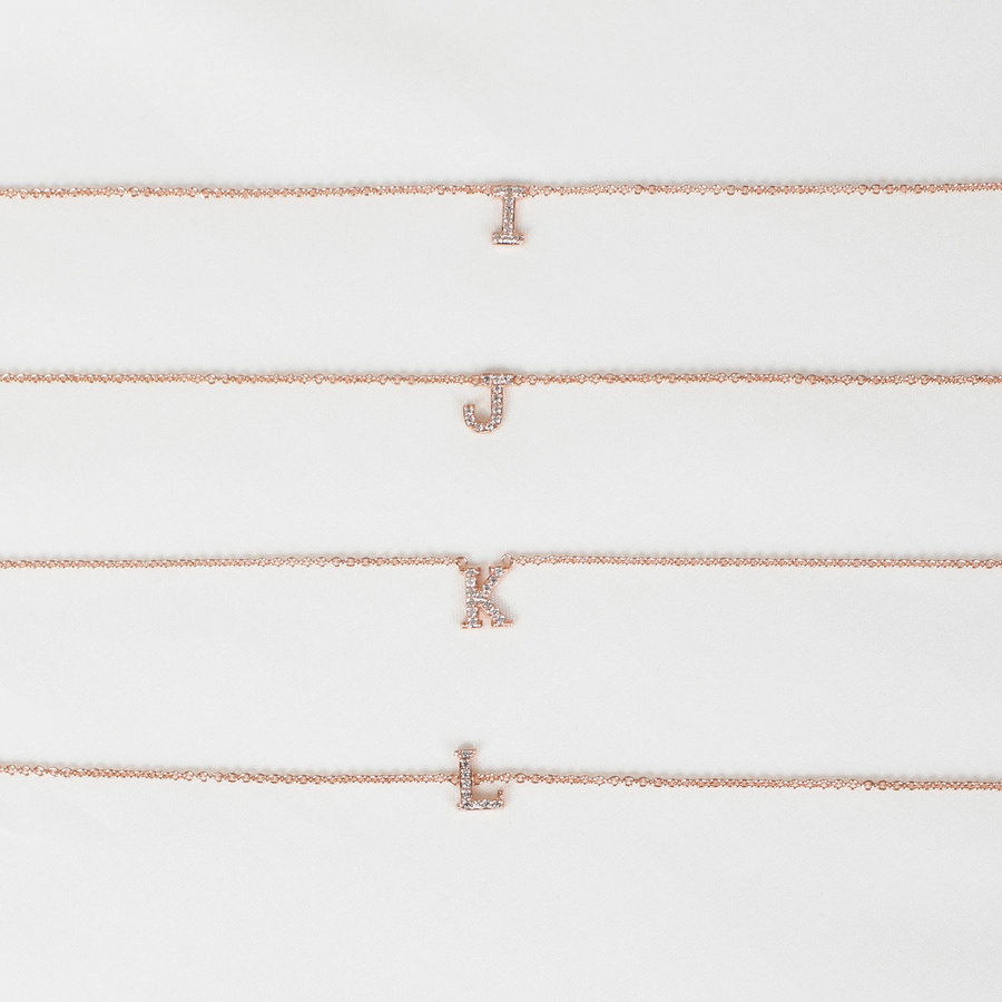 Rose Gold Vermeil Mini Initial Cubic Necklace