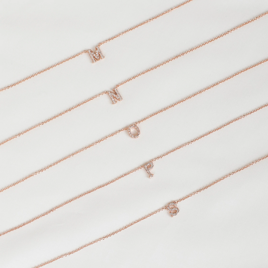 Rose Gold Vermeil Mini Initial Cubic Necklace