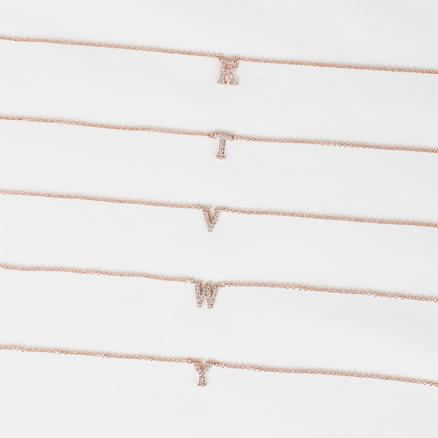 Rose Gold Vermeil Mini Initial Cubic Necklace