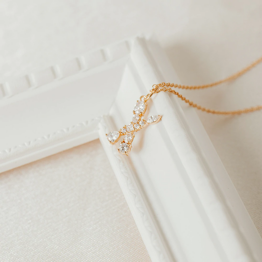Rose Gold Initial Cubic Necklace