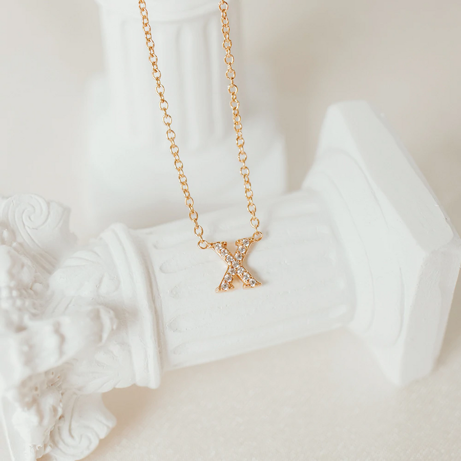 Rose Gold Vermeil Mini Initial Cubic Necklace