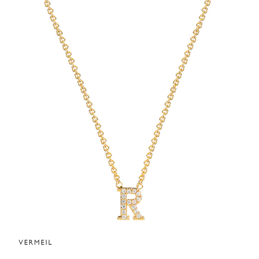Gold Vermeil Mini Initial Cubic Necklace