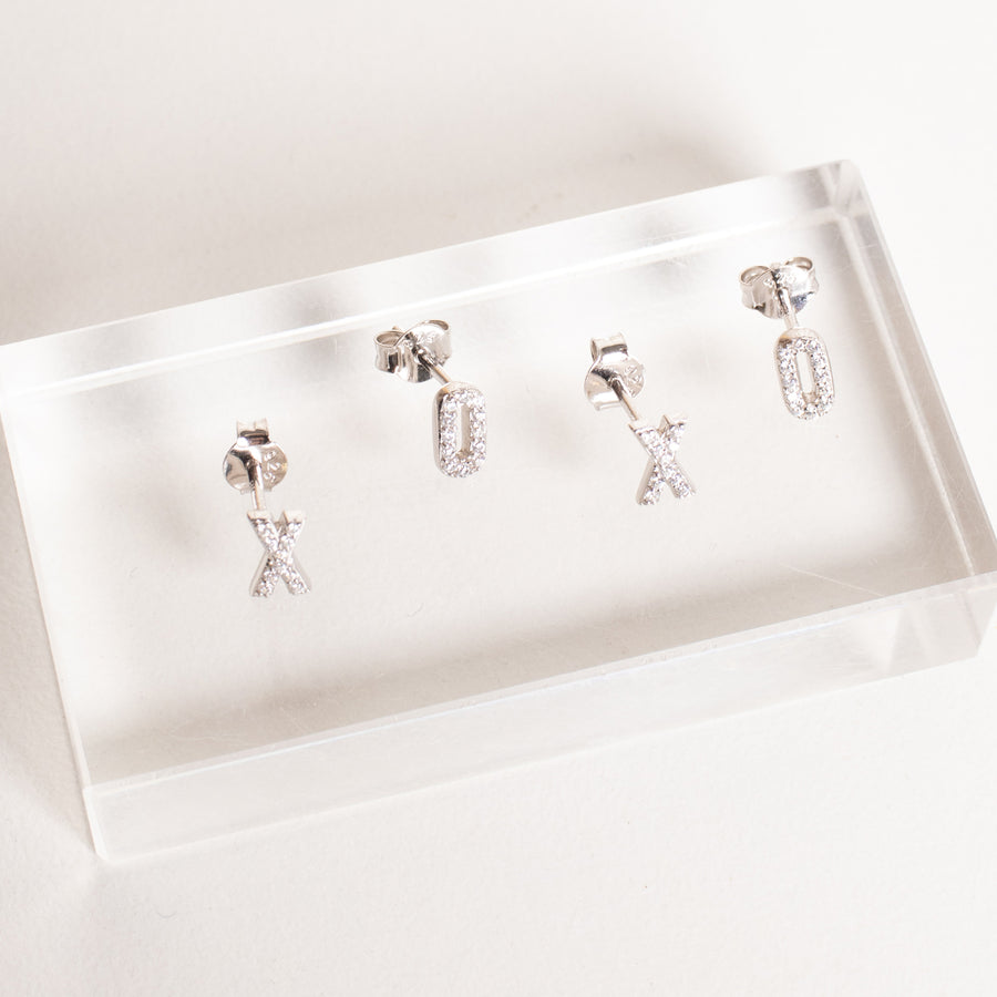 925 Silver Initial Cubic Studs