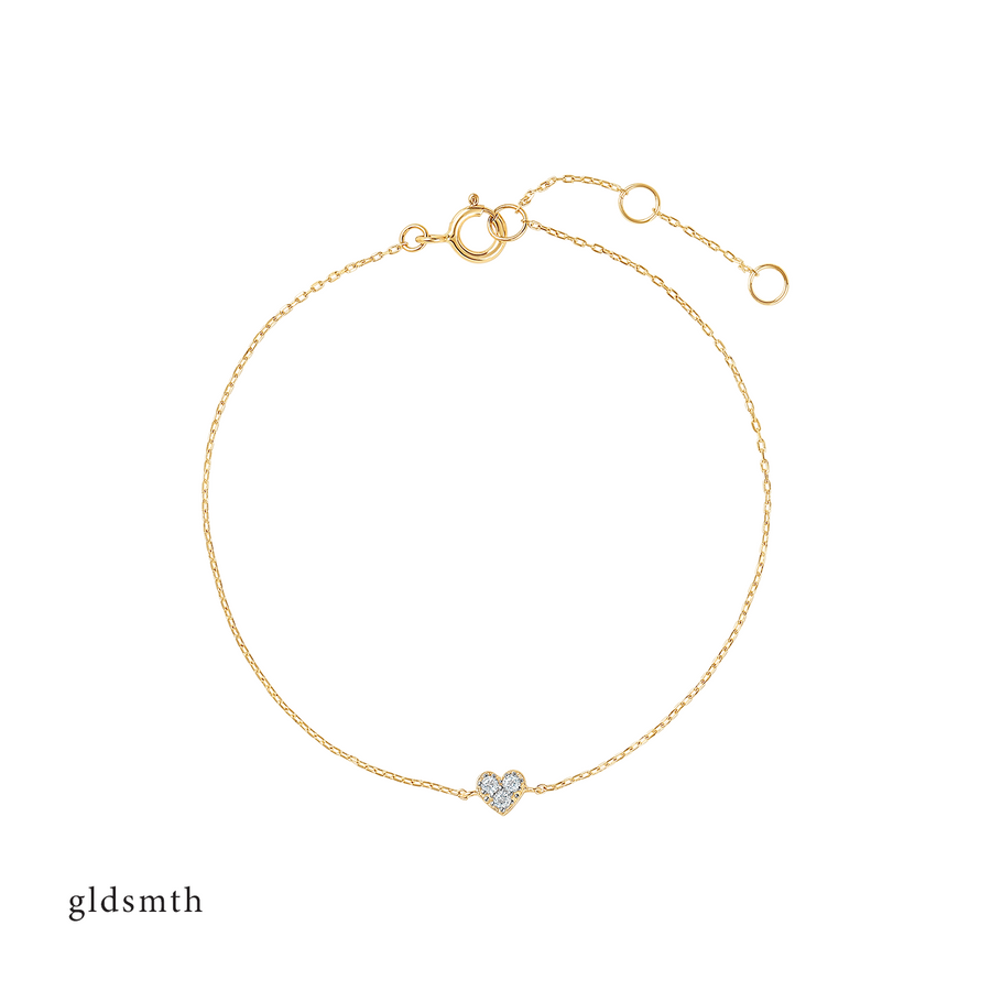 14k Gold Heart White Topaz Bracelet