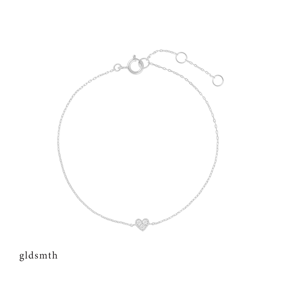 14k White Gold Heart White Topaz Bracelet