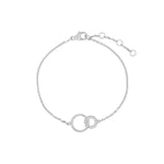 Elegant and minimalist 925 silver pendant bracelet set with cubic zirconia stones.