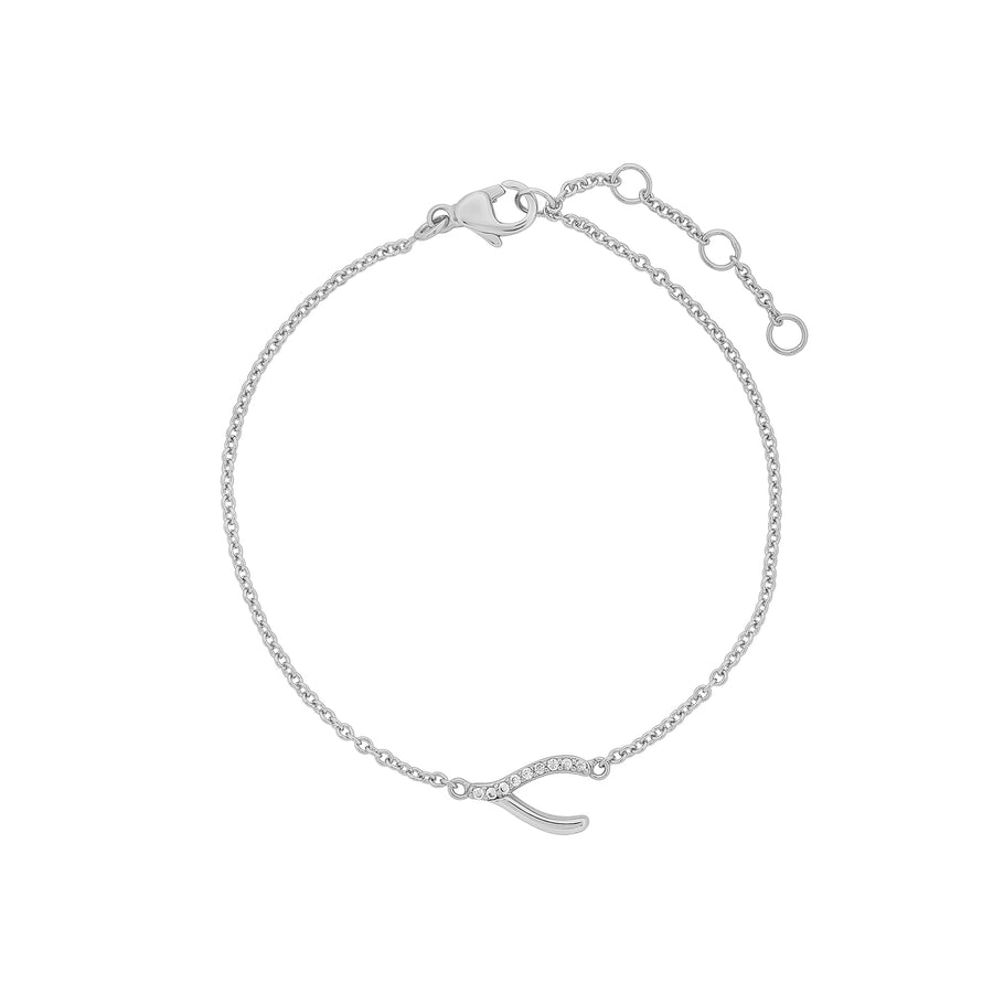 Elegant and minimalist 925 silver pendant bracelet set with cubic zirconia stones.