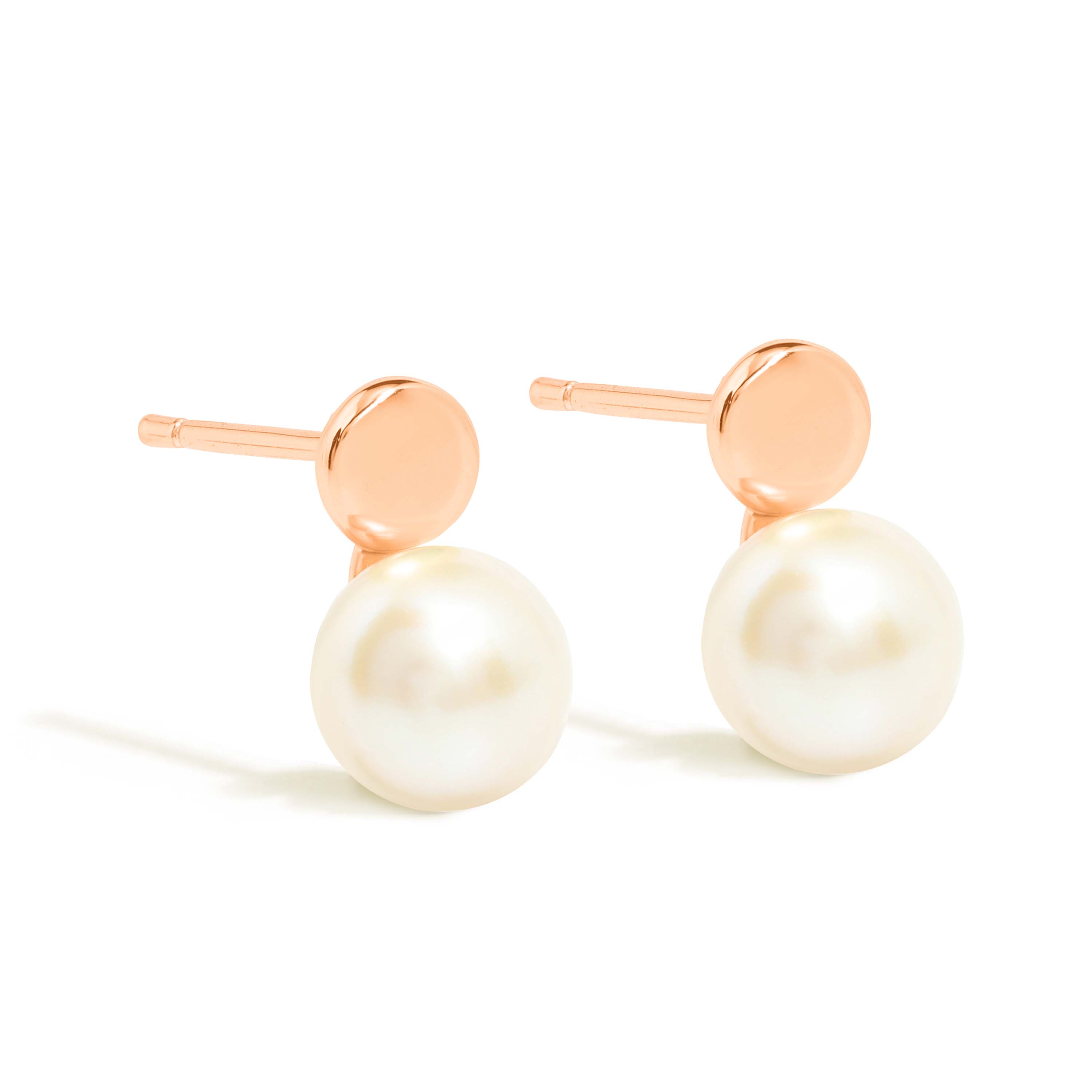 Rose gold pearl earrings stud 2025