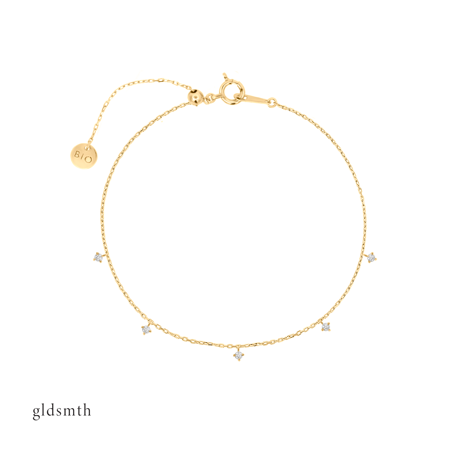 Graceful and delicate hand crafted 10k solid gold bracelet with conflict-free diamonds.