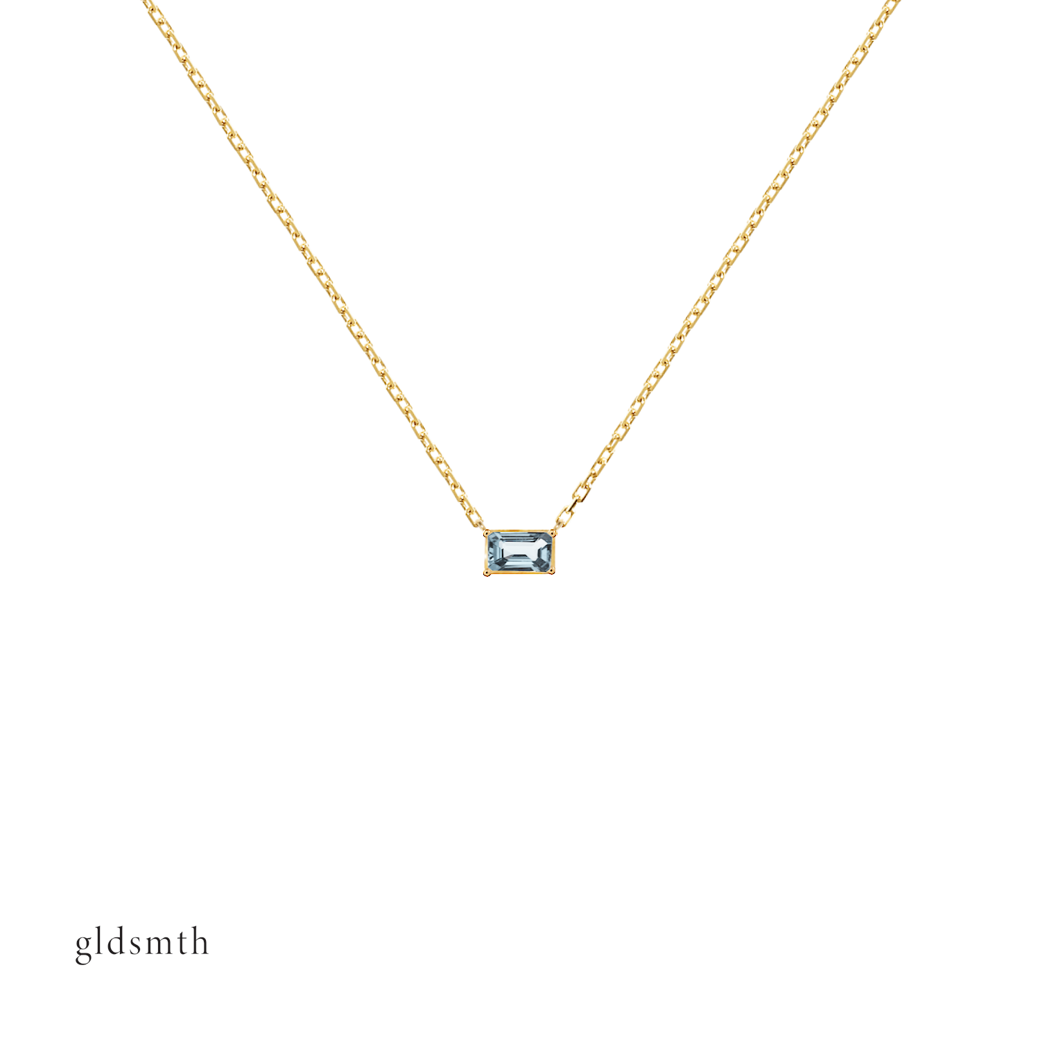 Precious and delicate hand crafted 10k solid gold necklace with blue topaz.