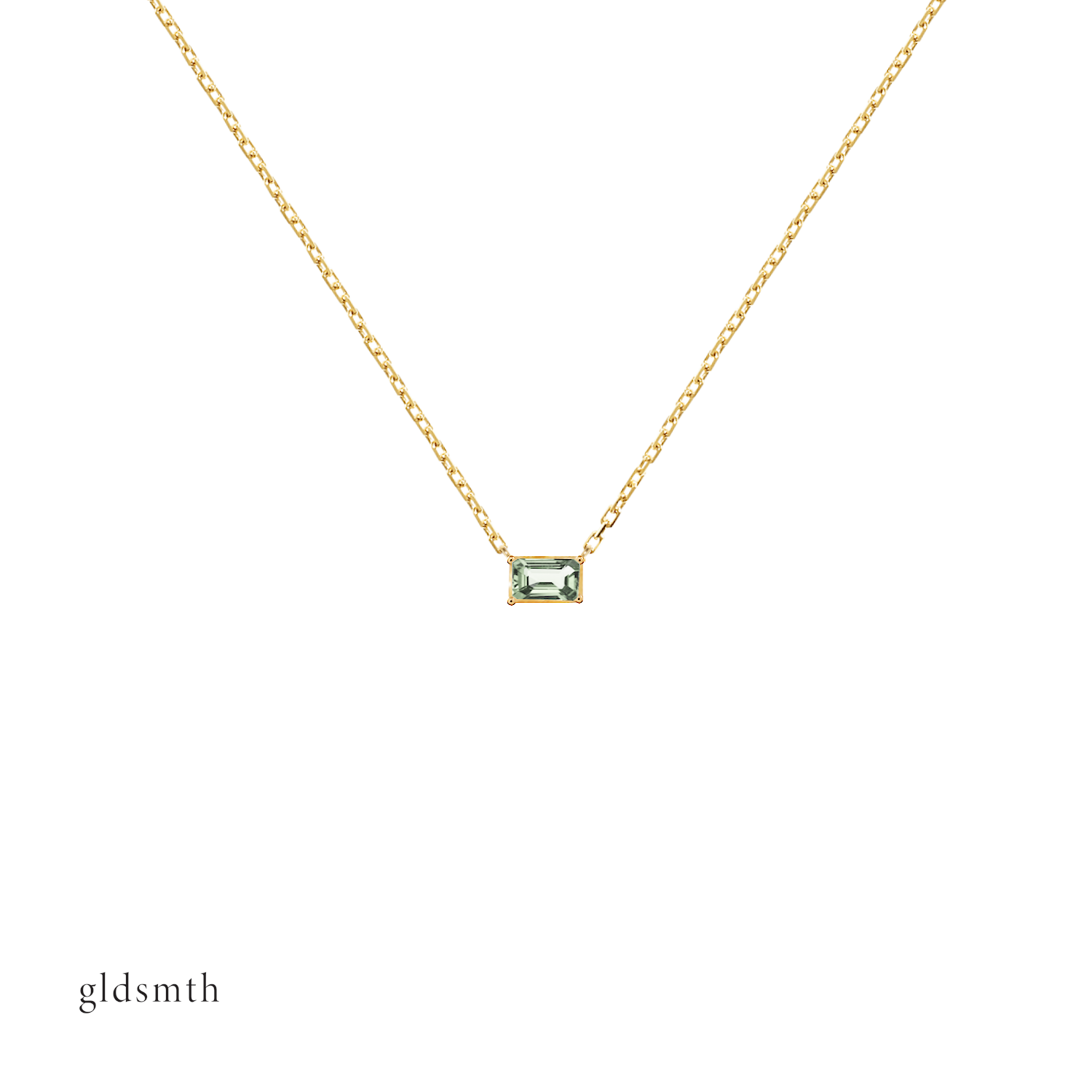 Precious and delicate hand crafted 10k solid gold necklace with peridot.