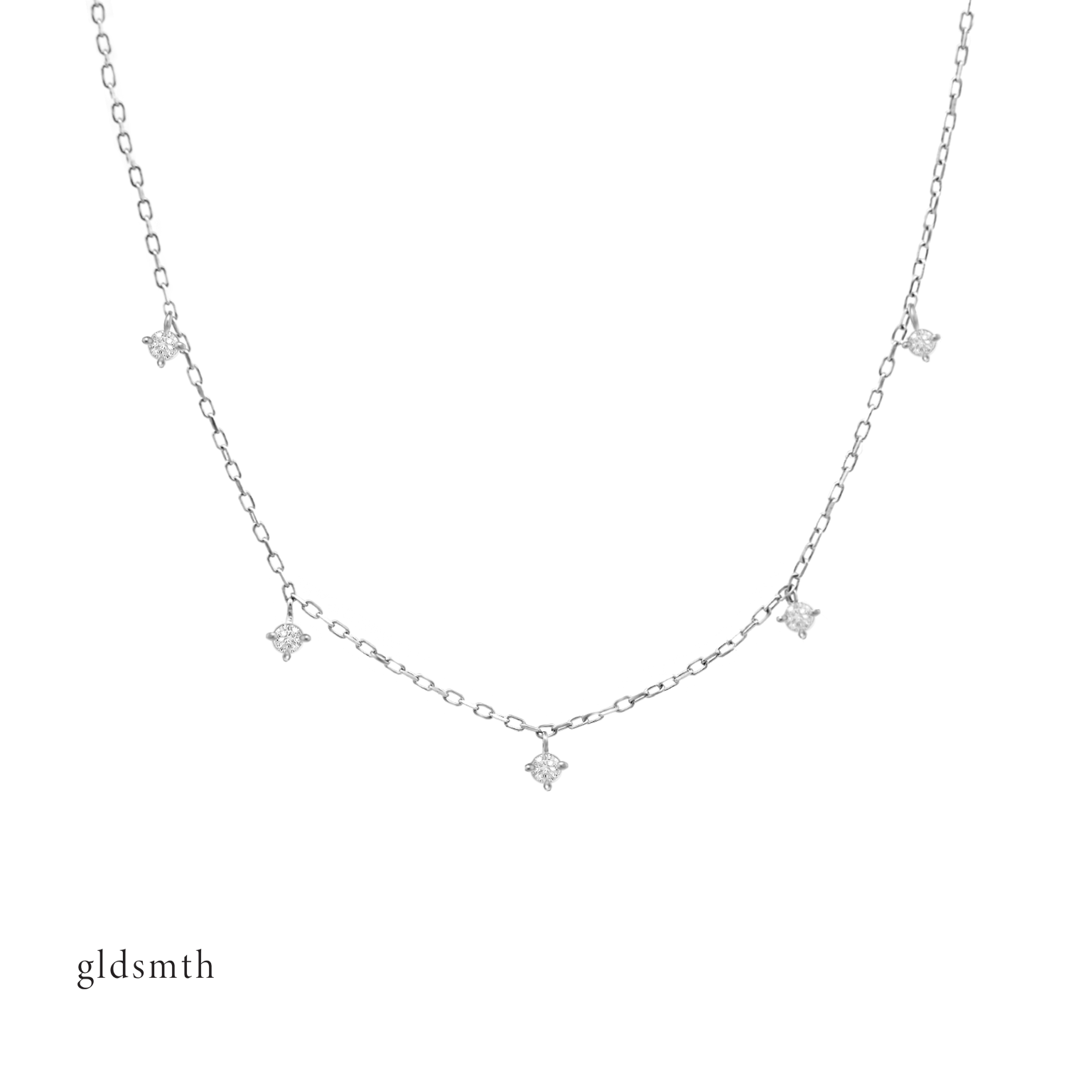 Graceful and delicate hand crafted 10k solid white gold necklace with conflict-free diamonds.