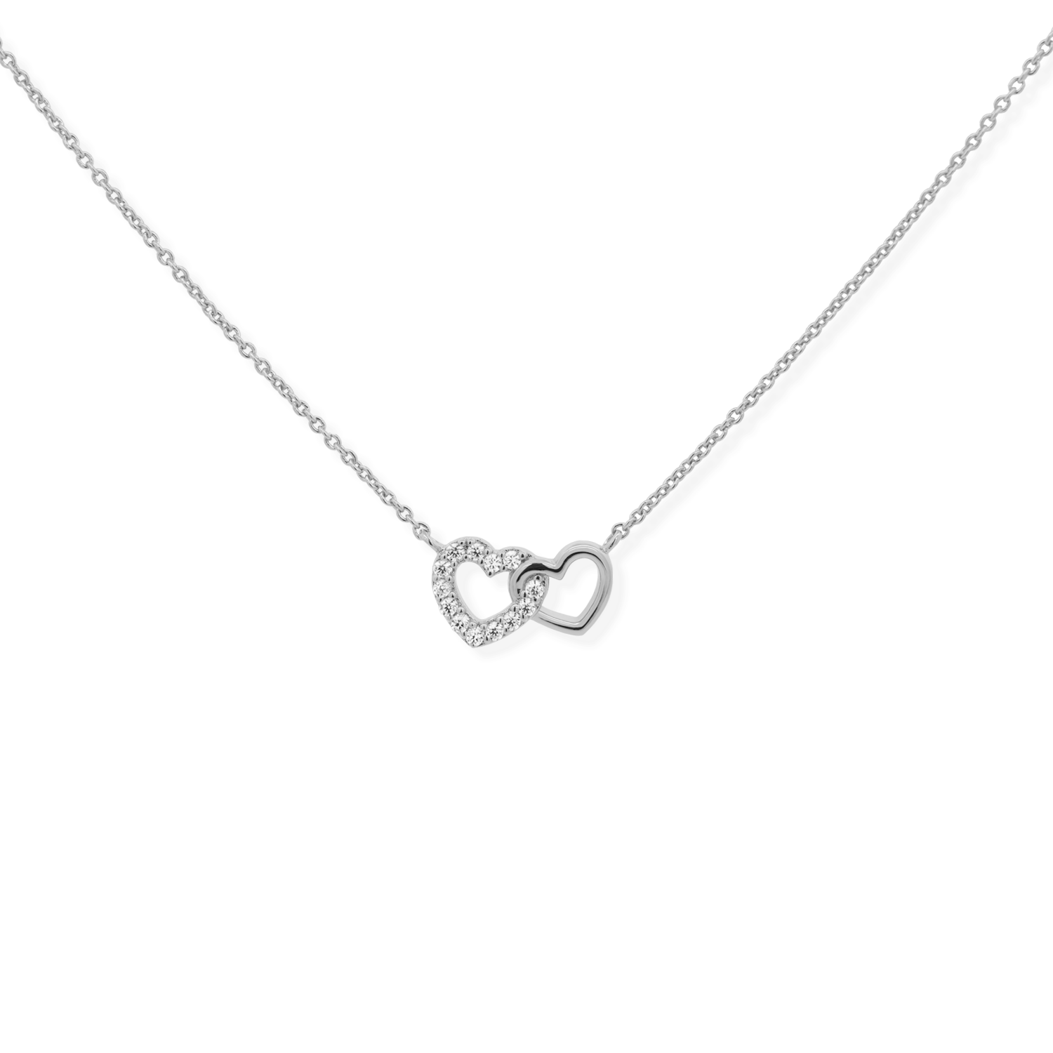 Elegant and dainty necklace with cubic zirconia stones in silver.