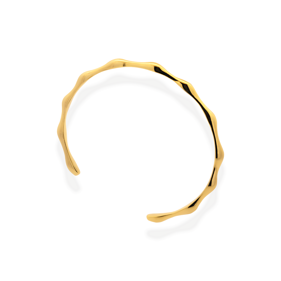 Minimalist and sleek bangle in gold.