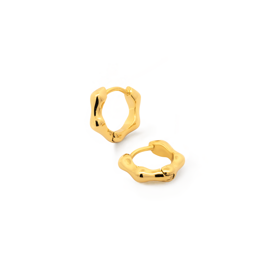 Minimalist and sleek earrings. Gold huggies.