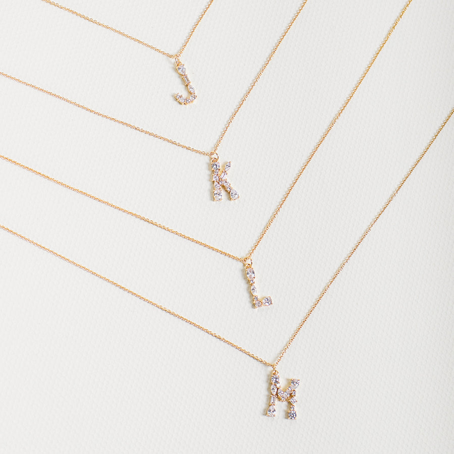 Gold Initial Cubic Necklace