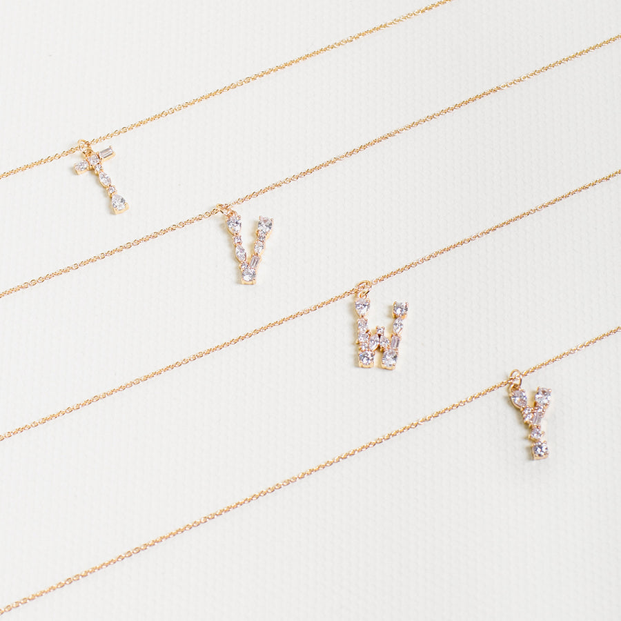 Gold Initial Cubic Necklace
