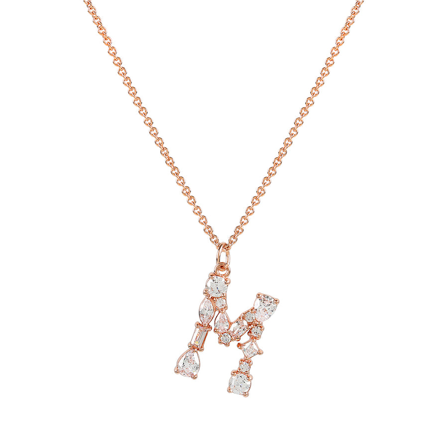 Rose Gold Initial Cubic Necklace