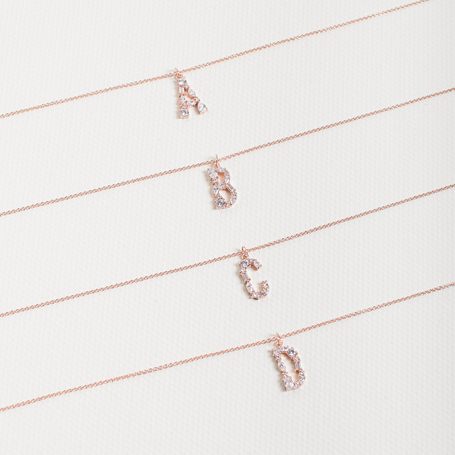 Rose Gold Initial Cubic Necklace