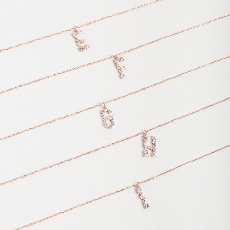 Rose Gold Initial Cubic Necklace