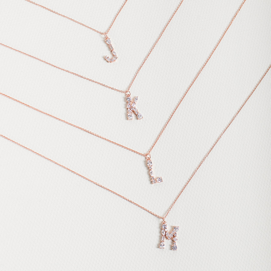 Rose Gold Initial Cubic Necklace