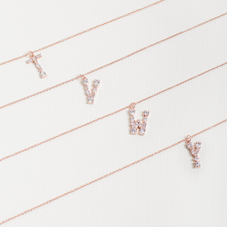 Rose Gold Initial Cubic Necklace