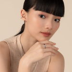 Model is wearing elegant and statement textured ring in 925 silver.