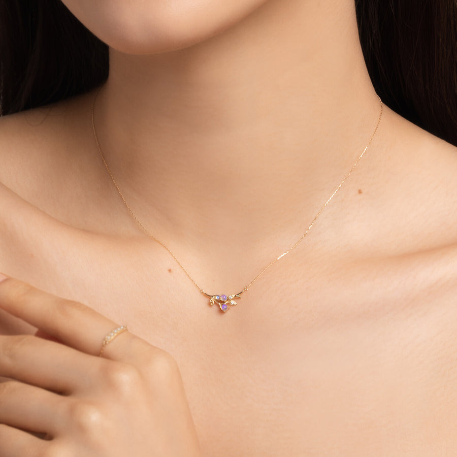 10k Gold Diamond Maxine Opal Necklace
