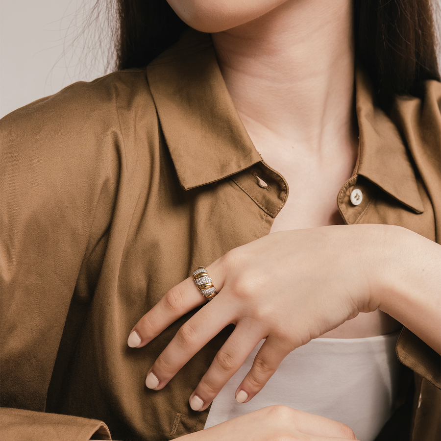 Two Tone Monique Cubic Ring