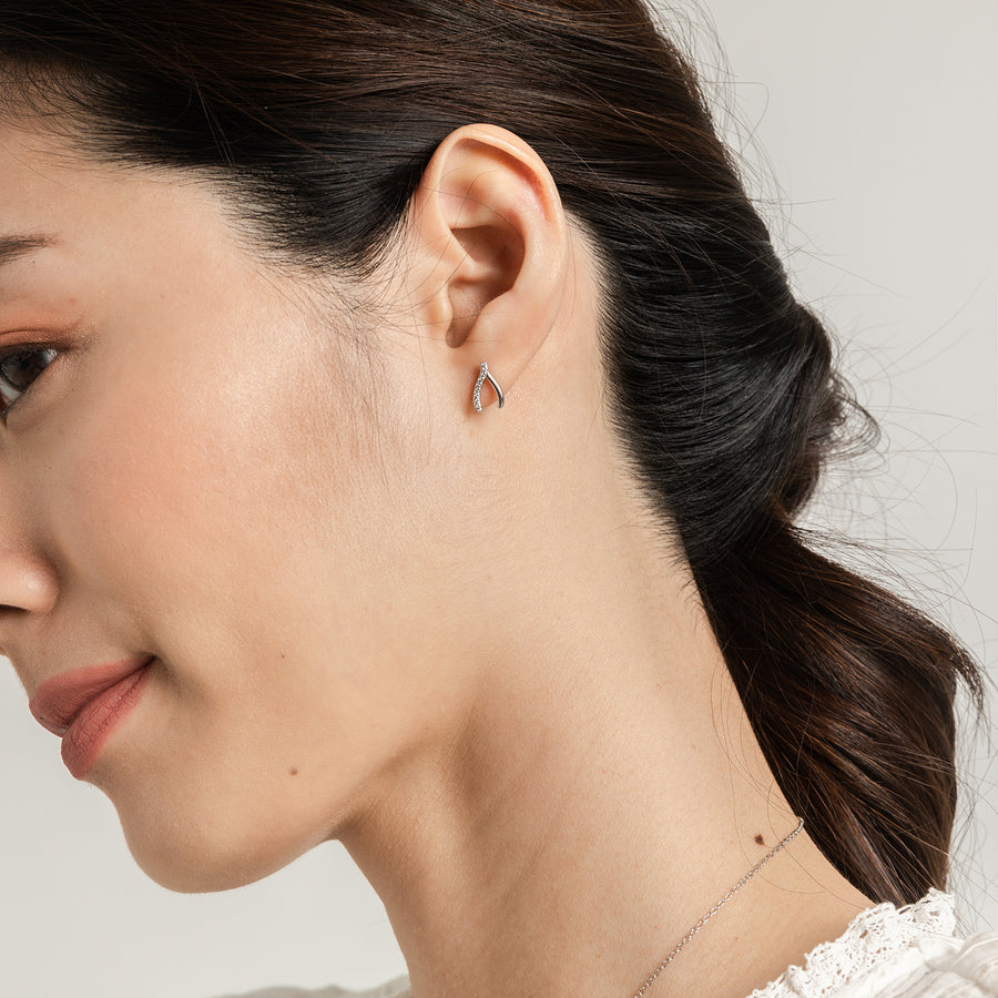 925 Silver Wishbone Cubic Studs
