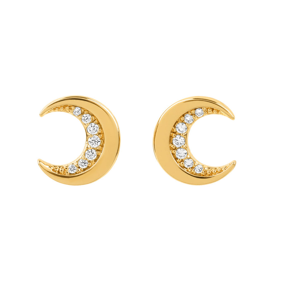 Gold Cosmic Crescent Studs