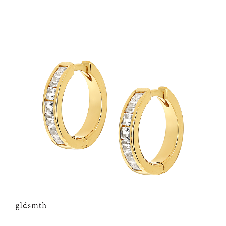 14k Gold Eugenia White Topaz Huggies