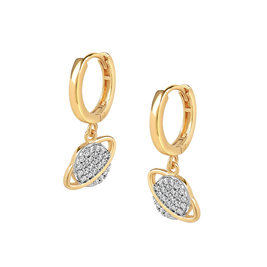Gold Saturn Cubic Earrings