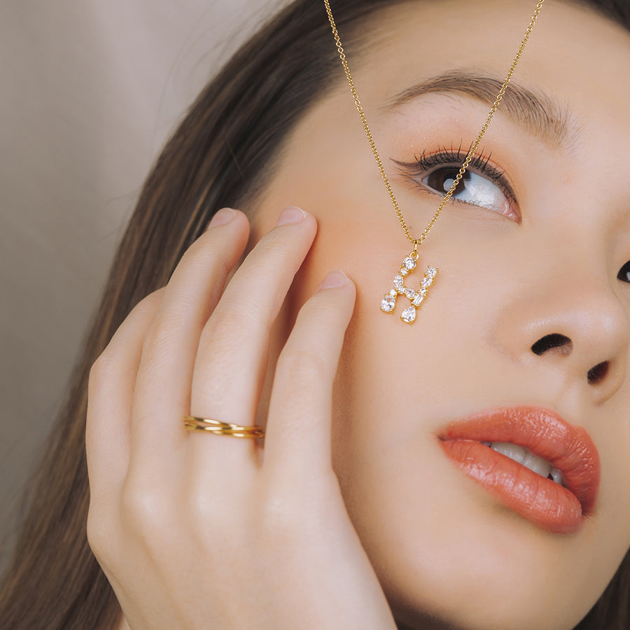 Gold Initial Cubic Necklace