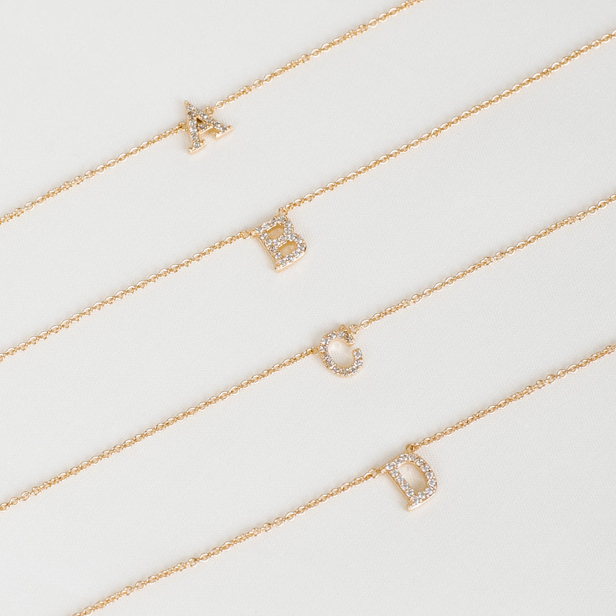 Gold Vermeil Mini Initial Cubic Necklace