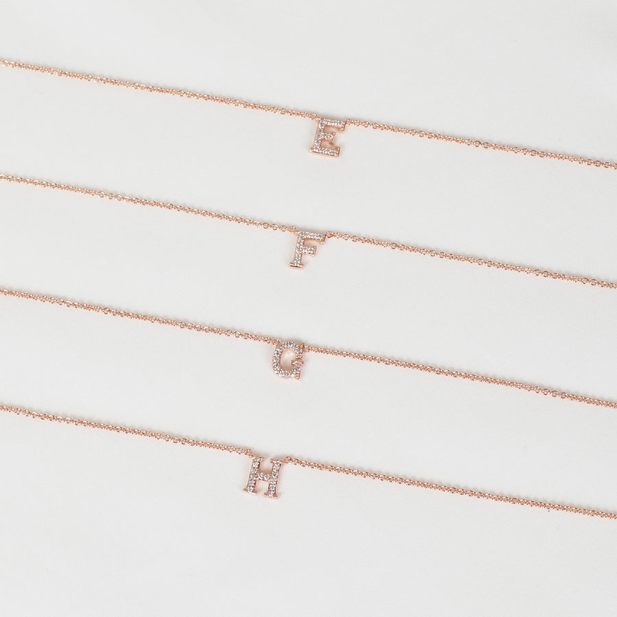 Rose Gold Vermeil Mini Initial Cubic Necklace