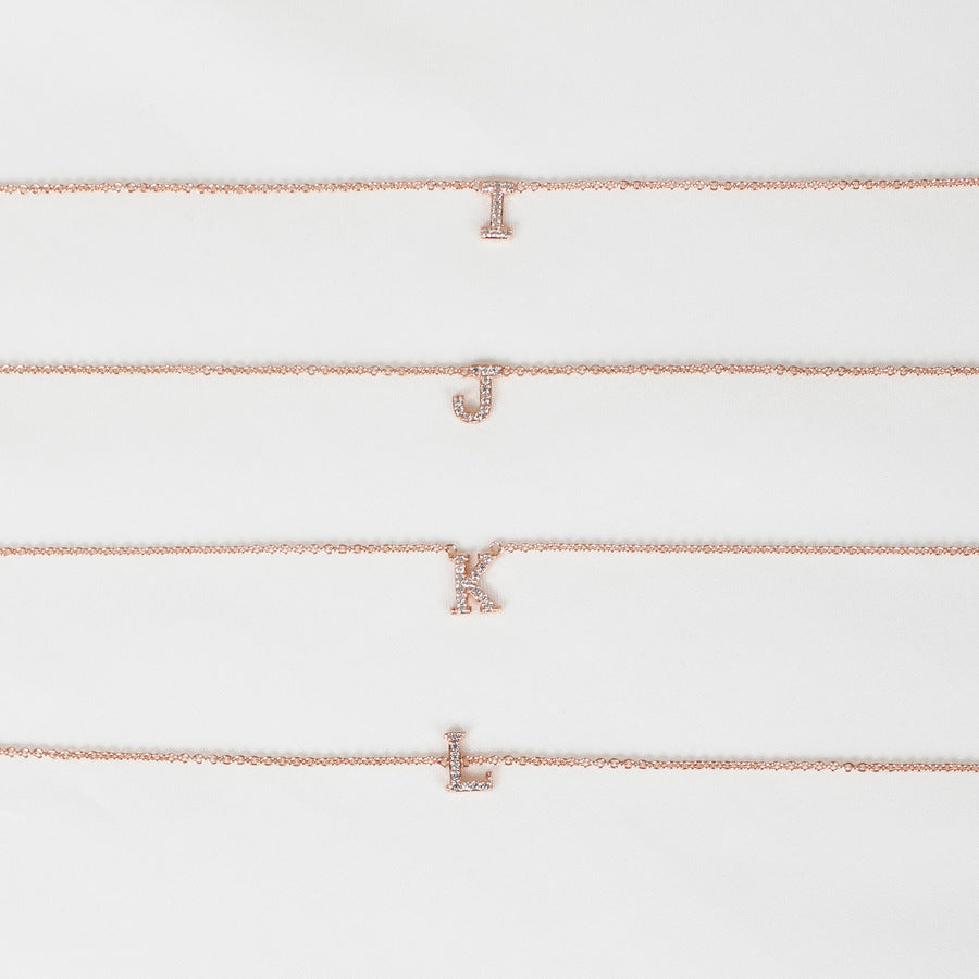 Rose Gold Vermeil Mini Initial Cubic Necklace