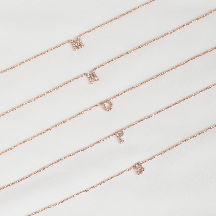 Rose Gold Vermeil Mini Initial Cubic Necklace
