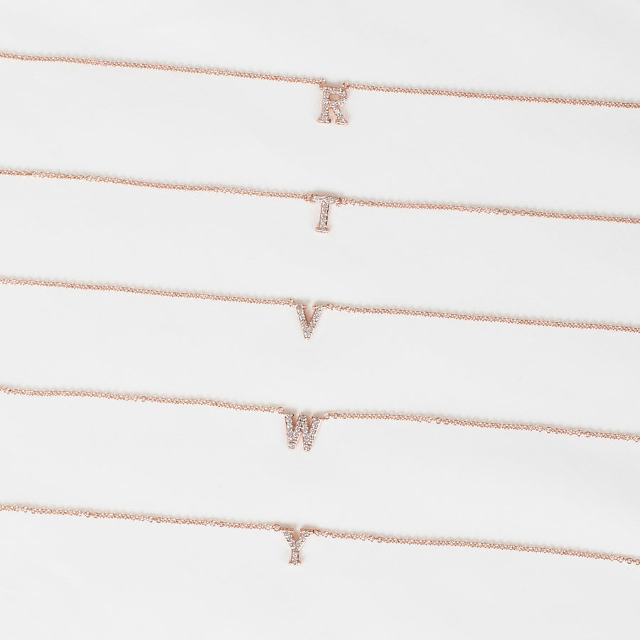 Rose Gold Vermeil Mini Initial Cubic Necklace