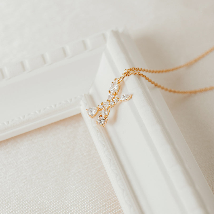 Gold Initial Cubic Necklace