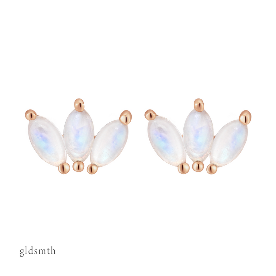 14k Rose Gold Elora Moonstone Studs